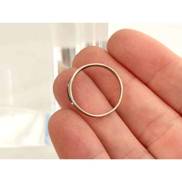 Dainty Black Enameled Cocktail 925 Sterling Silver Vintage Ring - sz 7.75 - Picture 7 of 13